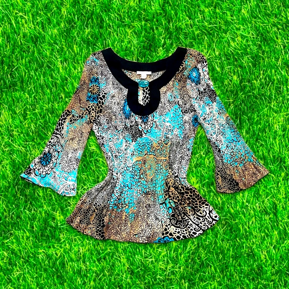 vtg y2k mermaid core mesh pleated blouse